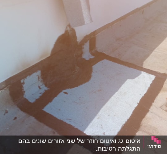איטום גג עם חומר שחור ולבן